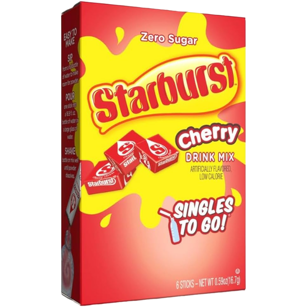 Starburst Cherry Singles To Go Drink Mix Sachets Zero Sugar (6 Pack) - 0.59oz (16.7g)