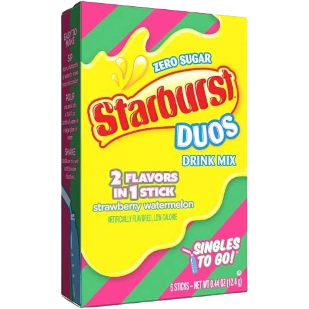 Starburst Duos Strawberry Watermelon Singles To Go Drink Mix Sachets Zero Sugar (6 Pack) - 0.44oz (12.4g)