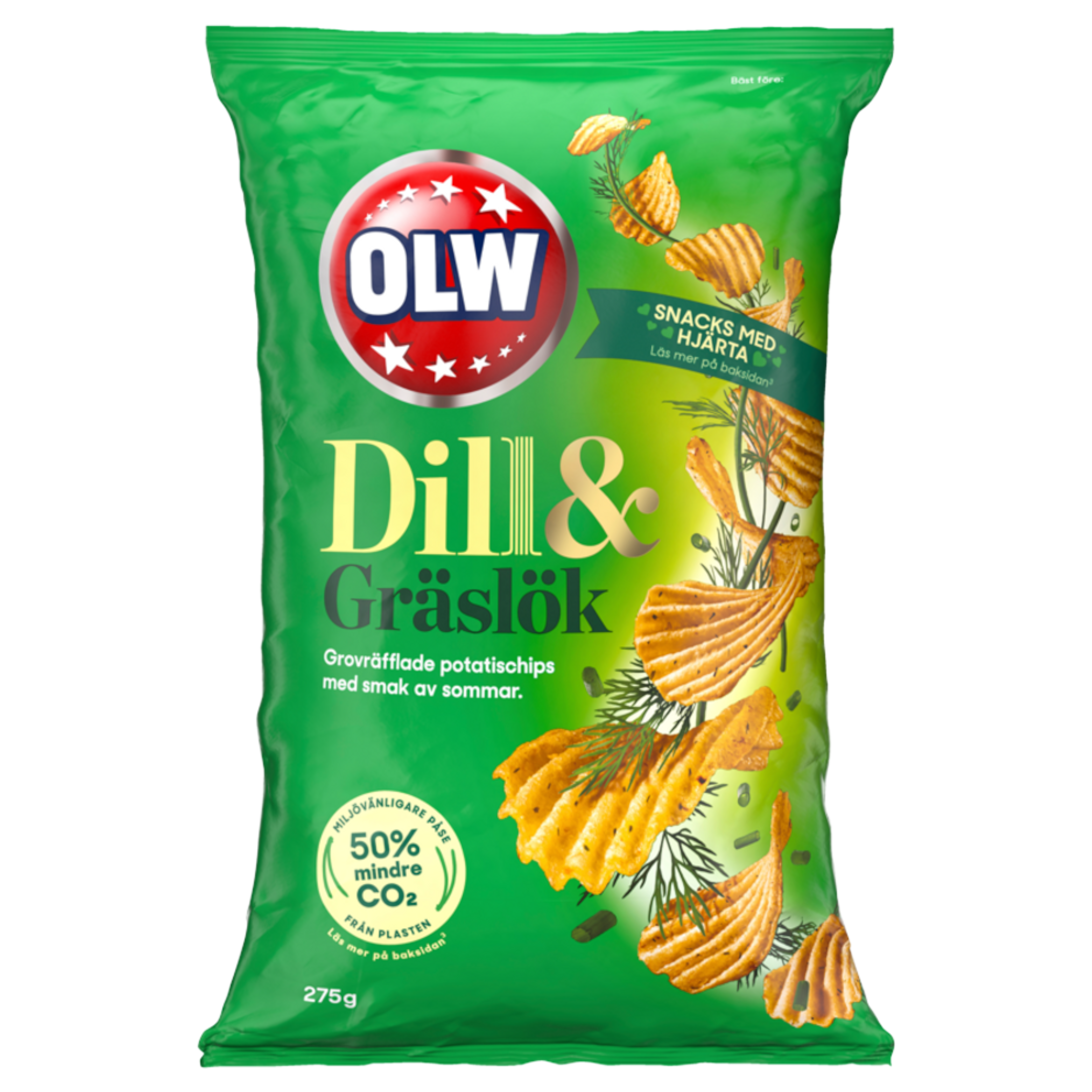 OLW Dill & Graslok Dill & Chives Flavoured Crisps Family Bag (Sweden) - 6.1oz (175g)