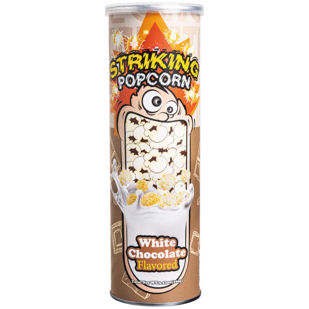 Striking White Chocolate Popcorn with Popping Candy - 3.52oz (100g)