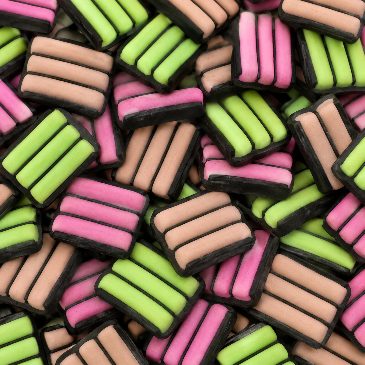 Apple, Strawberry & Chocolate Liquorice Stripes