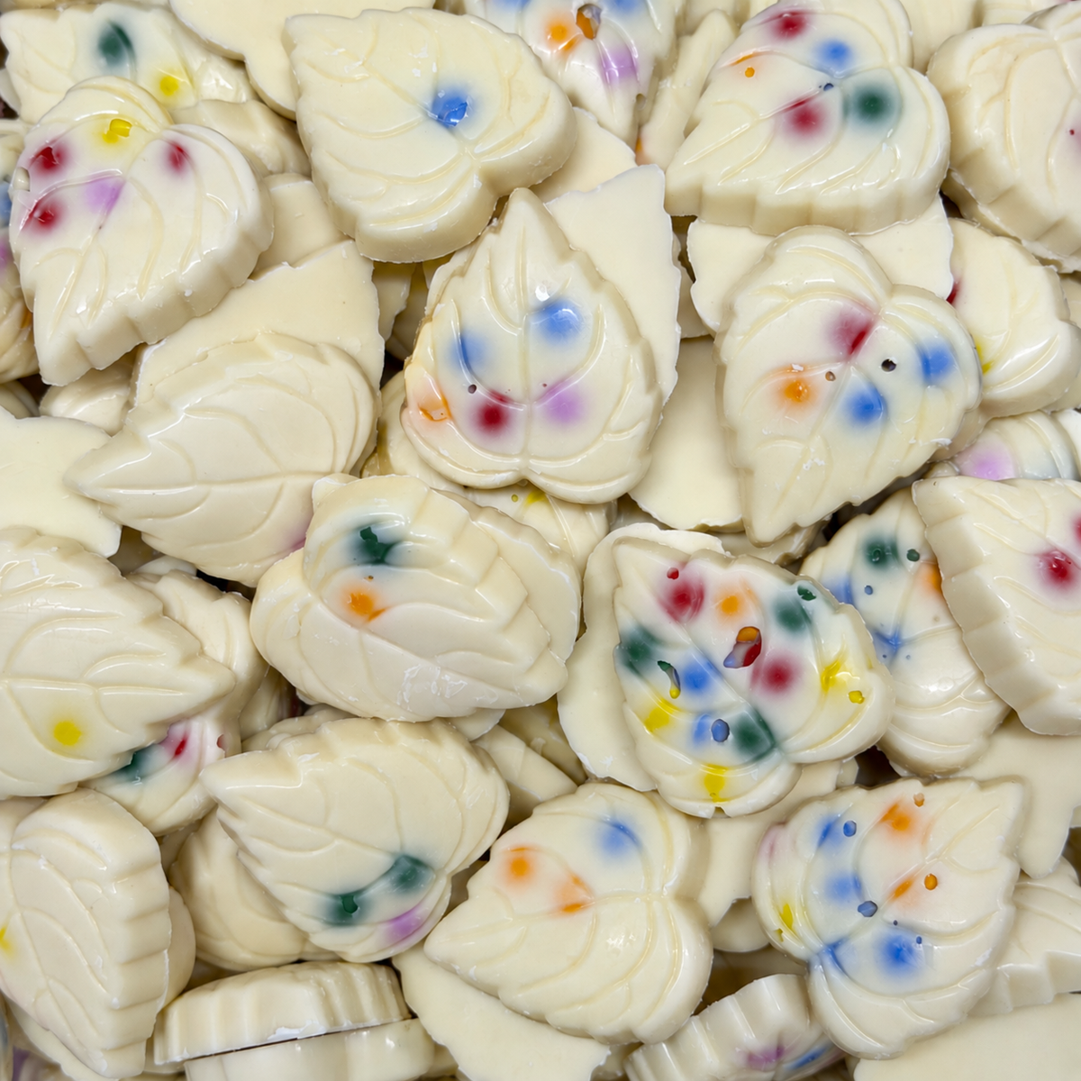 Candy Speckled White Chocolate Leaves