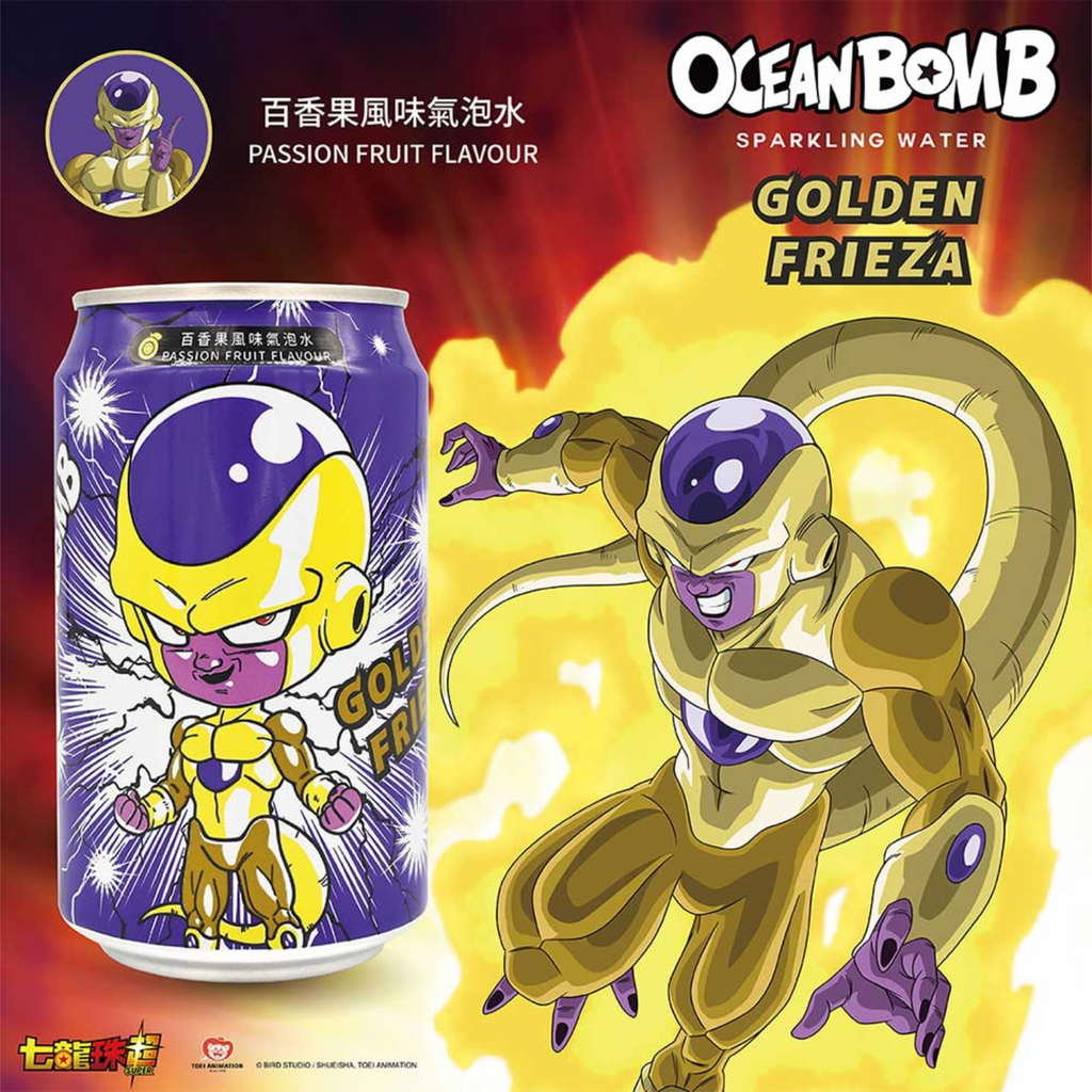 Ocean Bomb Dragon Ball Super Golden Frieza Passion Fruit Flavour Sparkling Water (330ml)