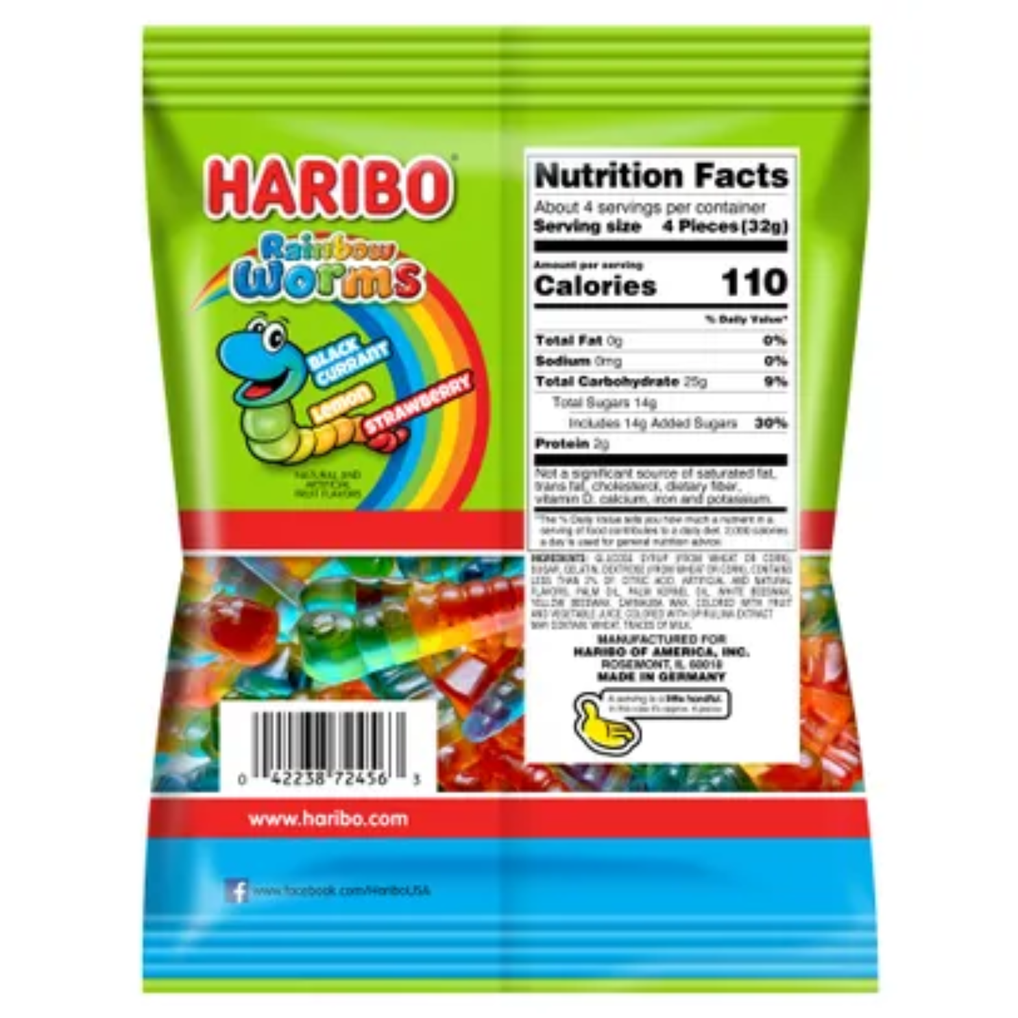 Haribo Rainbow Worms Peg Bag - 5oz (142g)