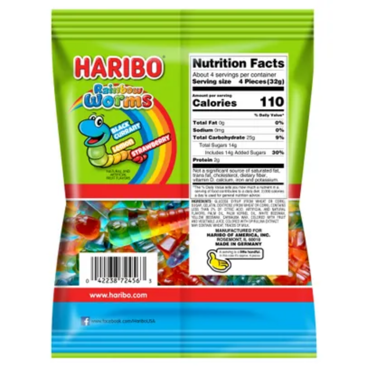 Haribo Rainbow Worms Peg Bag - 5oz (142g) | Poppin Candy