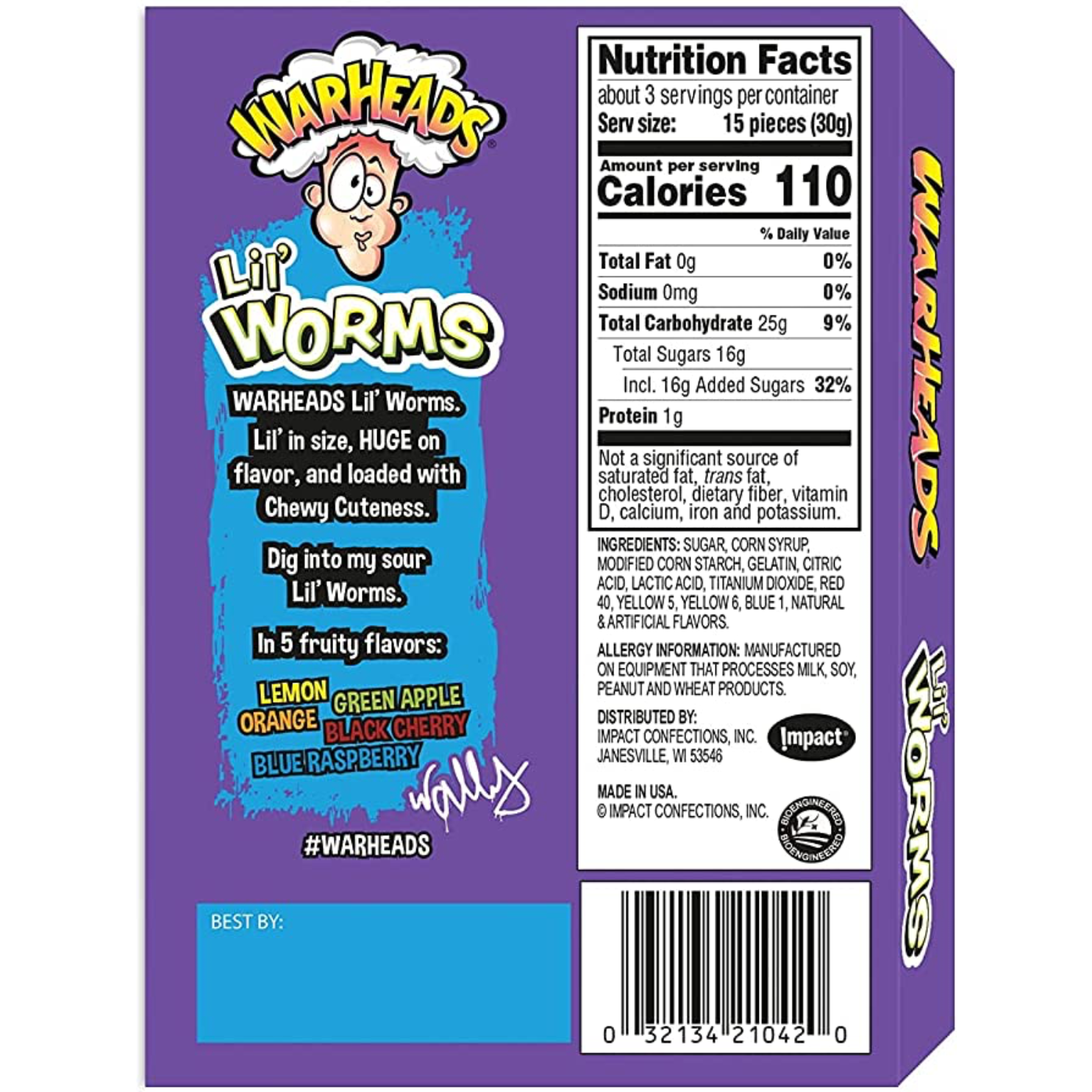 Warheads Lil' Worms Theatre Box 3.5oz (99g)