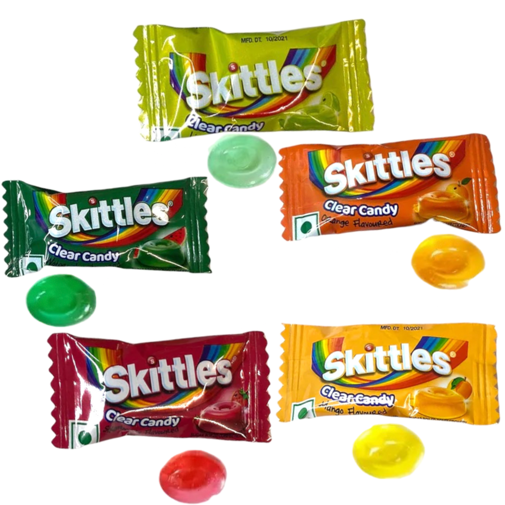 Skittles Clear Candy Peg Bag (50 Pack) (India) - 3.9oz (112.5g)