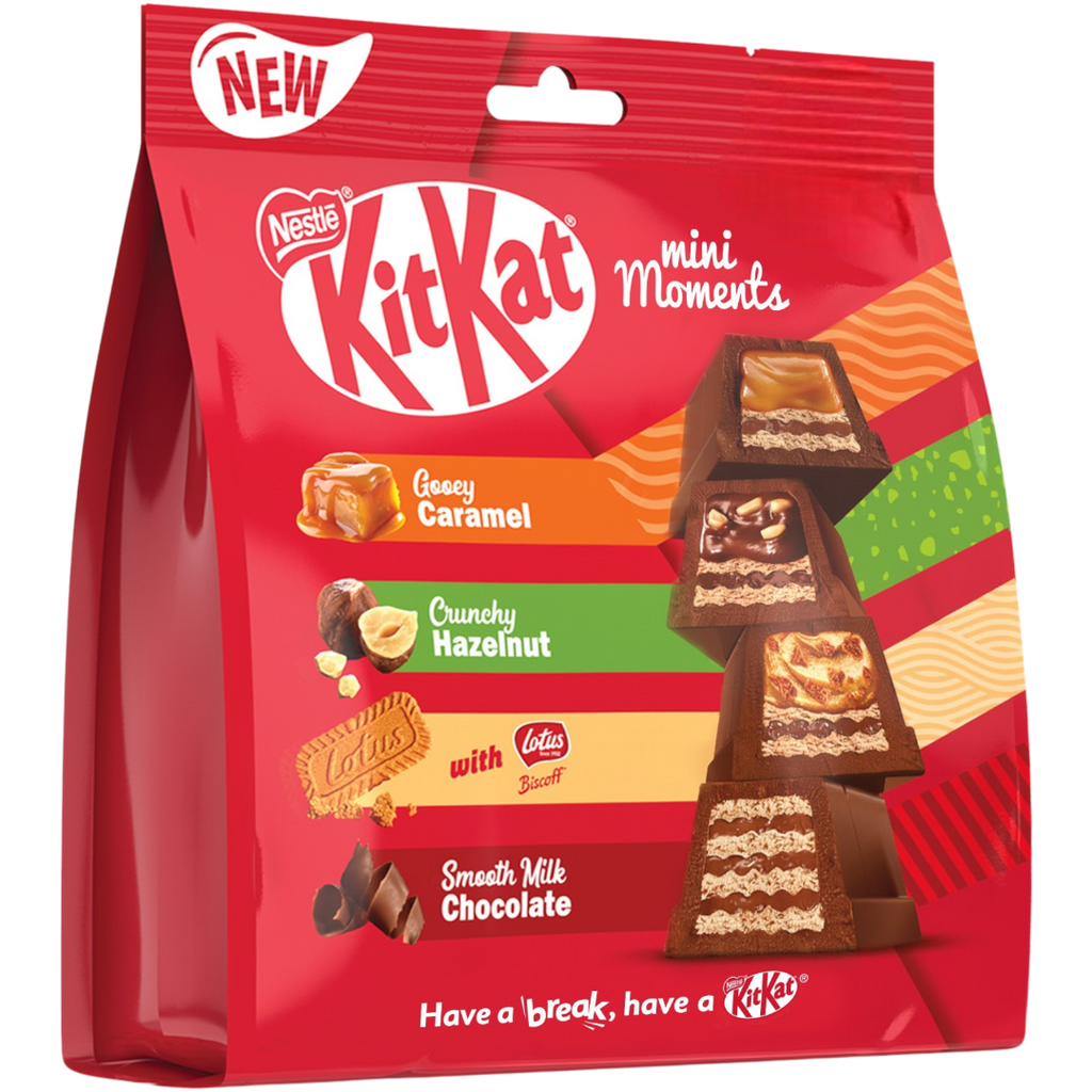 KitKat Mini Moments Lotus Biscoff, Gooey Caramel, Crunchy Hazelnut & Smooth Milk Chocolate (Dubai) - 7oz (201g)