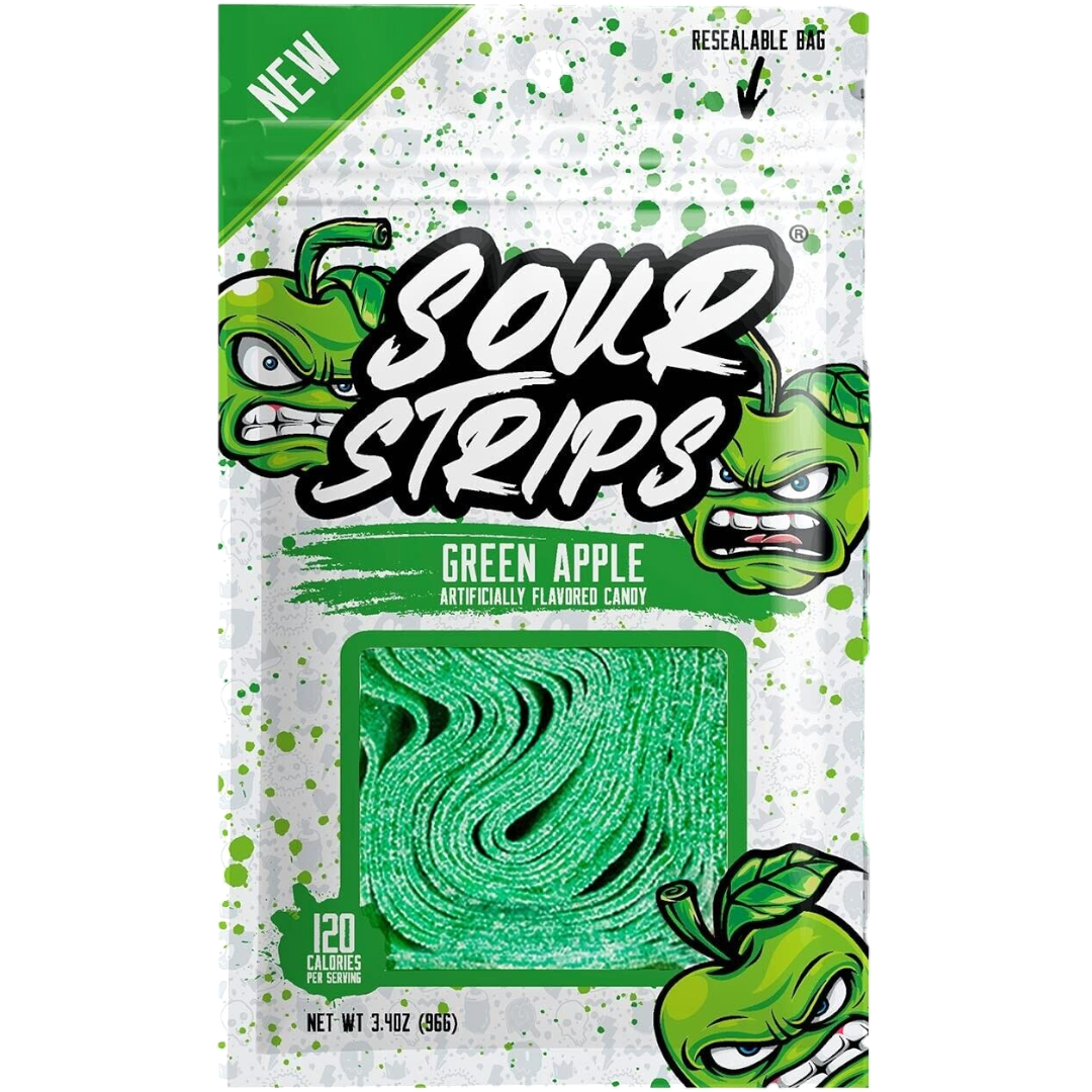 Sour Strips Green Apple Peg Bag - 3.4oz (96g)