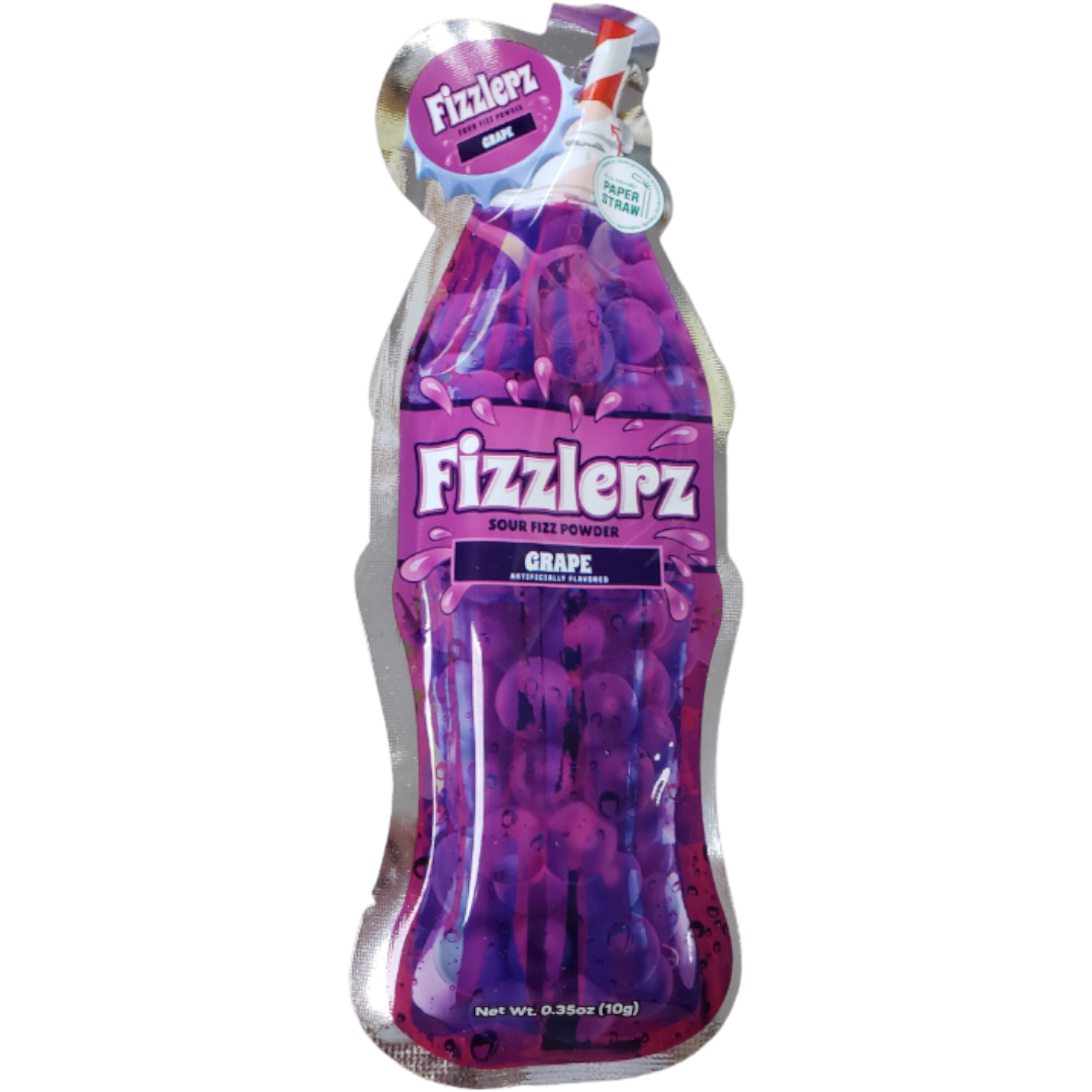 Fizzlerz Straw Sucker Sour Fizz Powder Grape Flavour - 0.35oz (10g)
