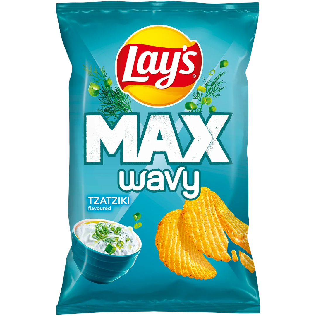 Lay's Max Wavy Tzatziki Flavoured Potato Crisps - 4.2oz (120g)