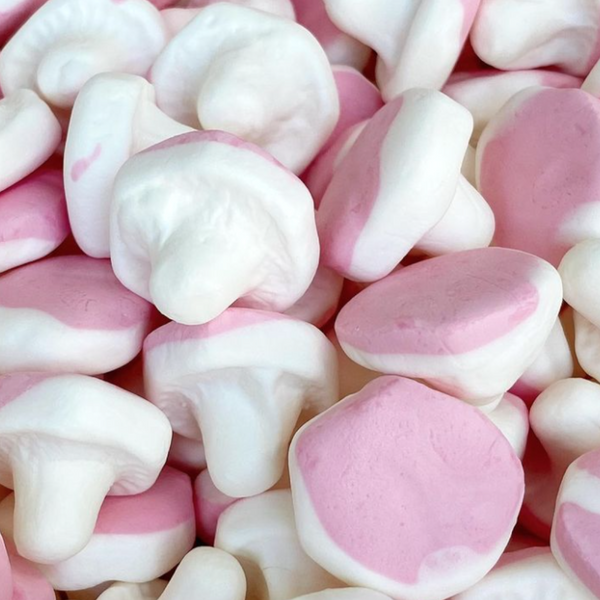 Pink & White Foam Mushrooms