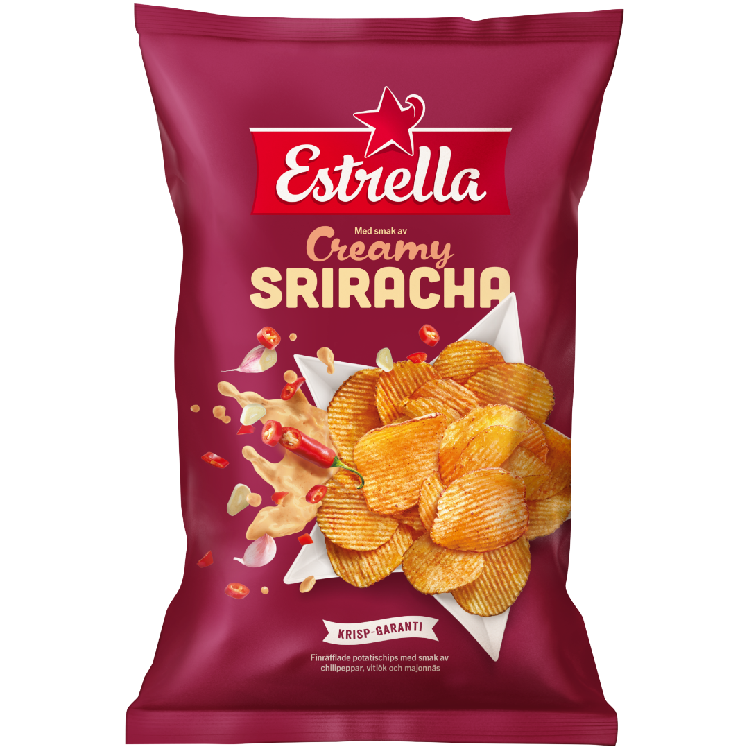 Estrella Creamy Sriracha Potato Chips Family Bag (Sweden) - 6.2oz (175g)