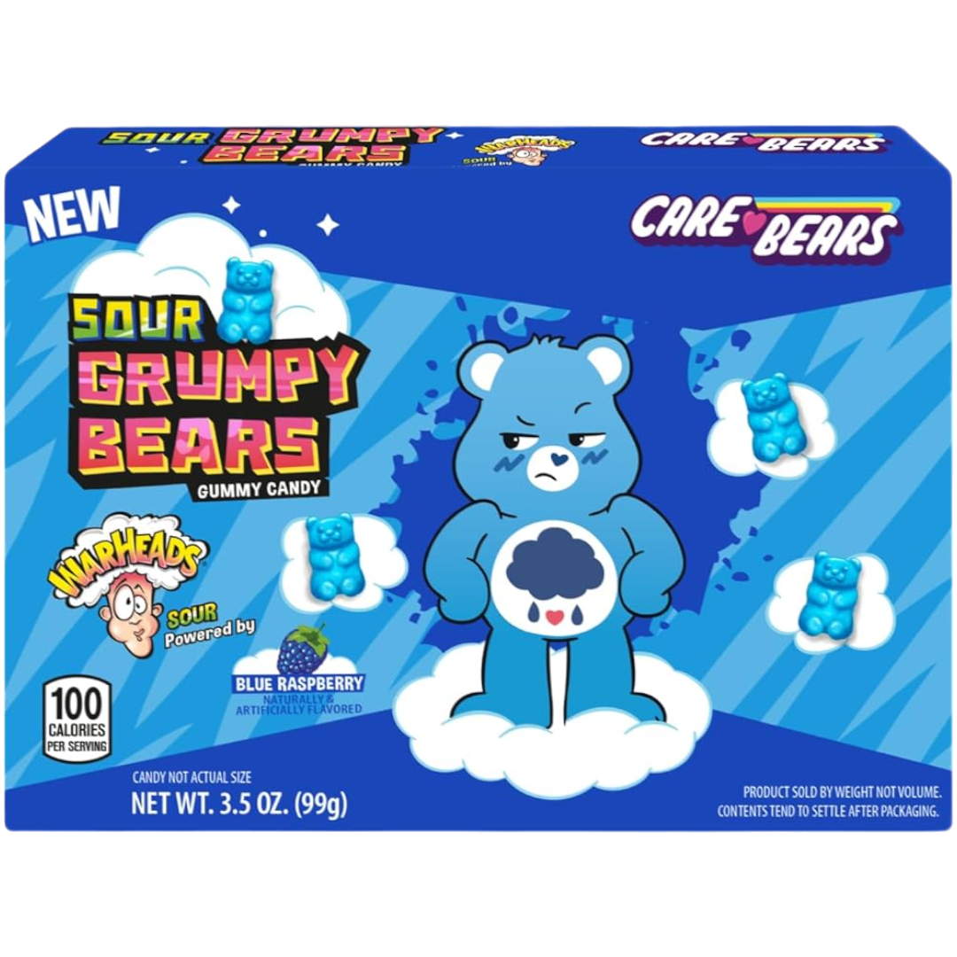 Warheads Care Bears Blue Raspberry Sour Grumpy Bears Theatre Box - 3.5oz (99g)