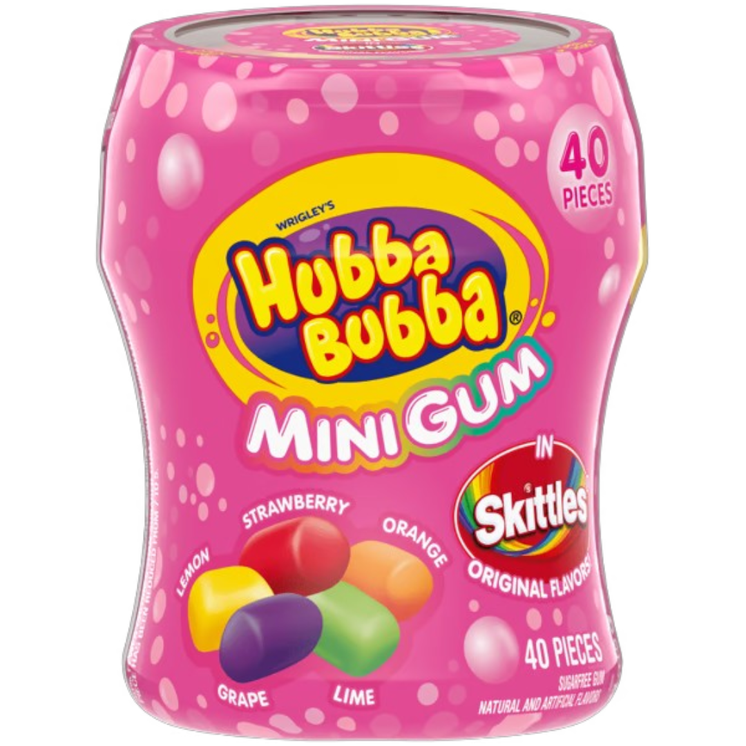 Hubba Bubba Skittles Sugar Free Mini Gum Pot - 40 Pieces