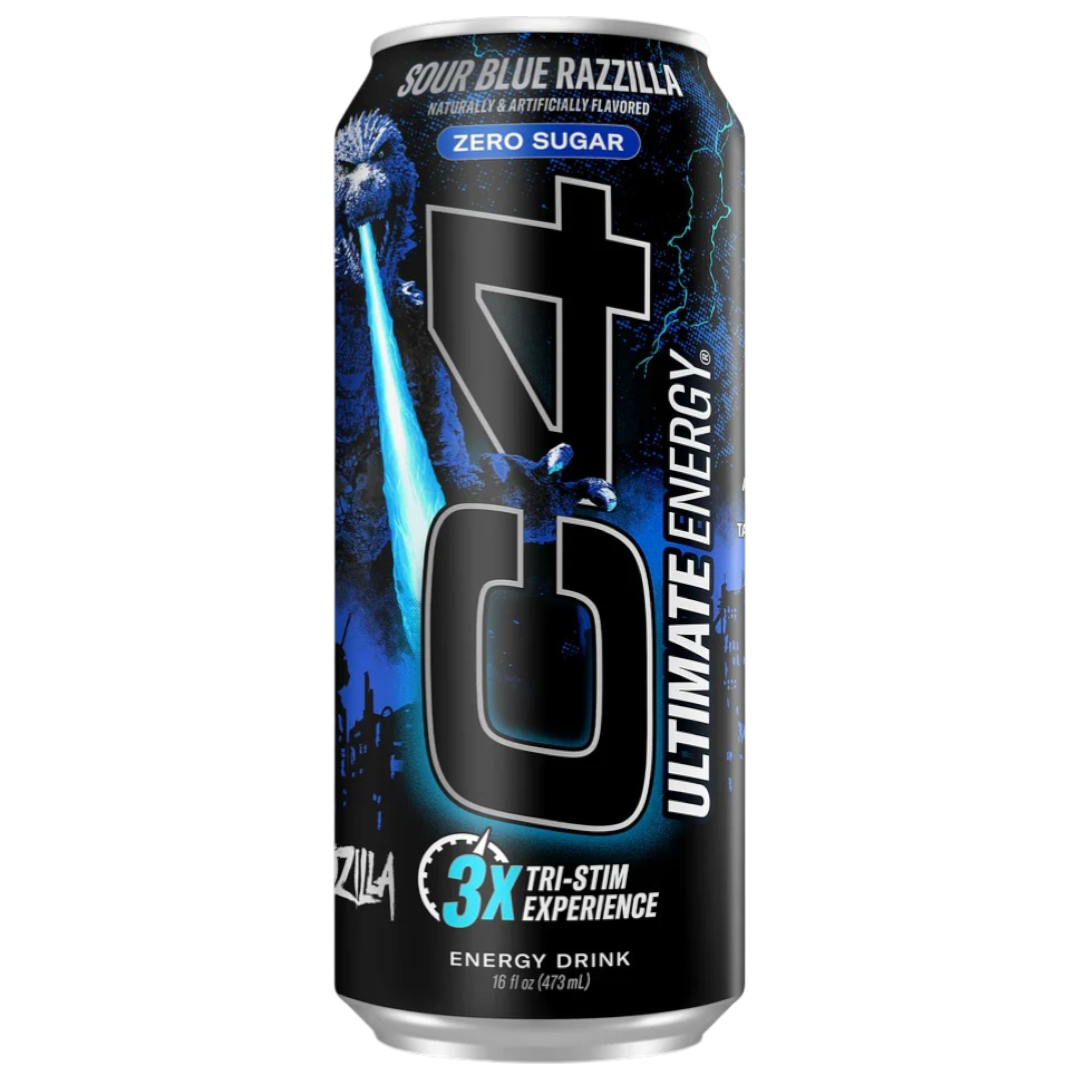 ●C4 Entertainment C4 Energy Blue Razzilla Flavour Energy Drink - 16fl.oz (473ml