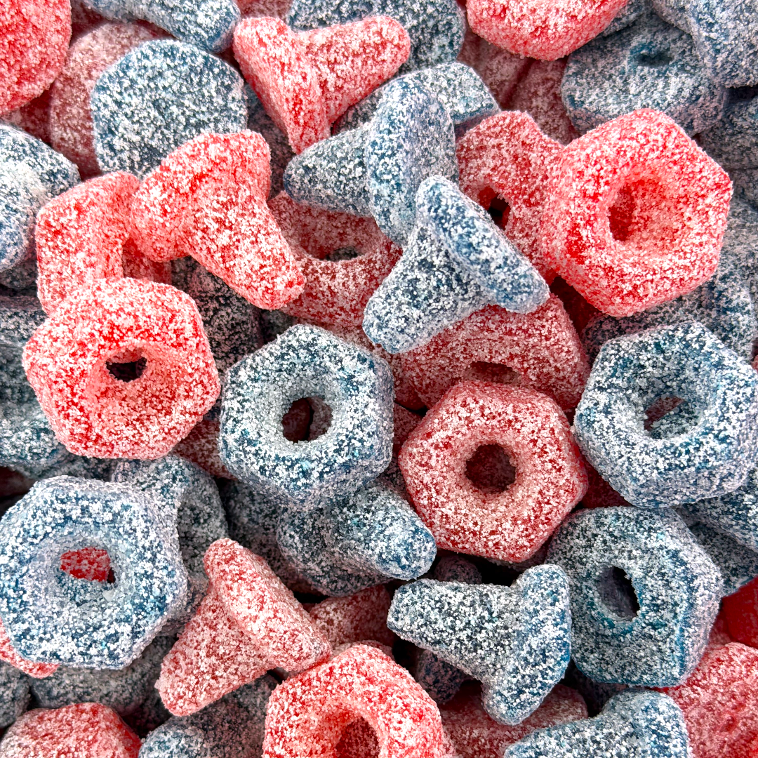 Super Sour Blue Raspberry & Strawberry Nuts & Bolts