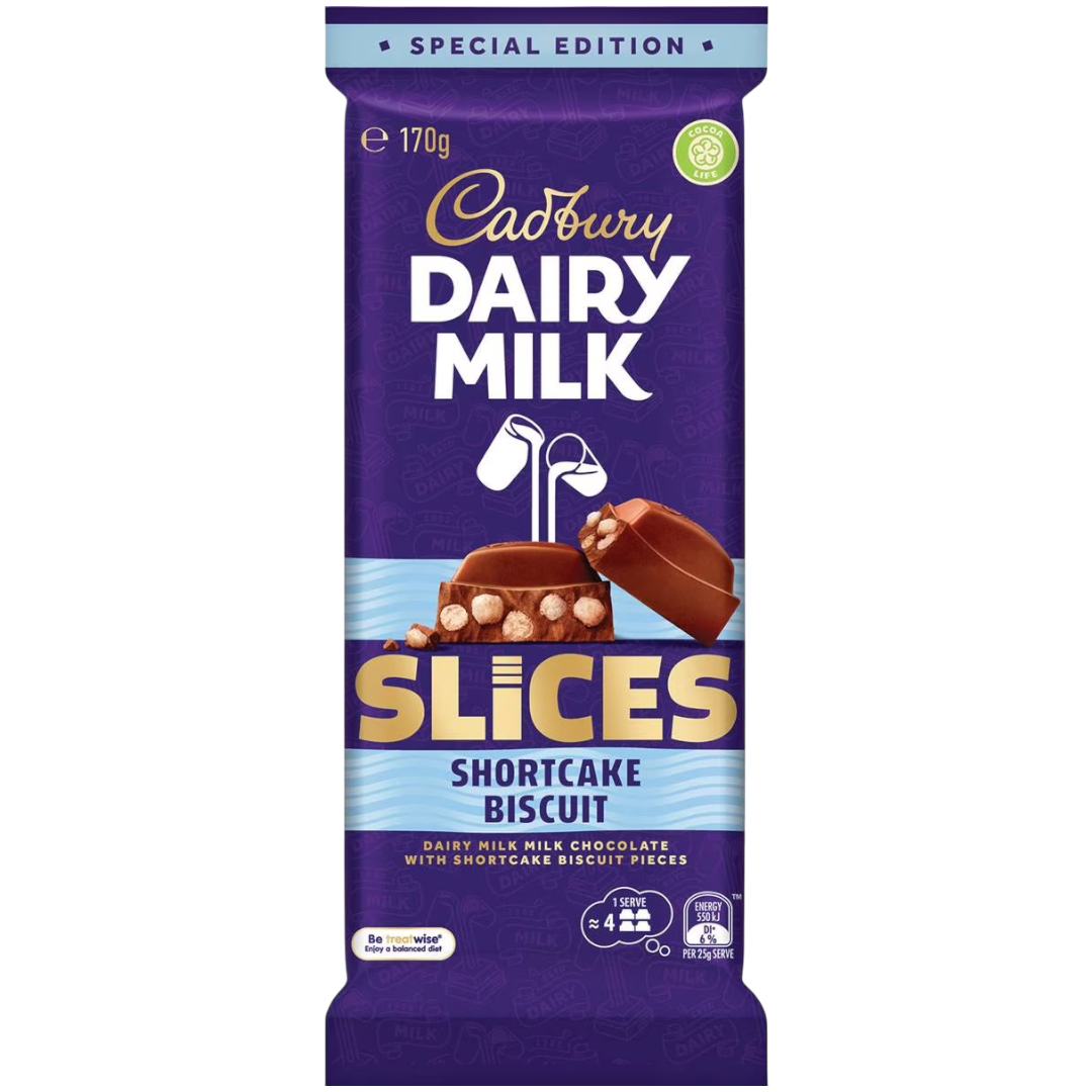 Cadbury Dairy Milk Slices Shortcake Biscuit Block (Australia) - 6oz (170g)