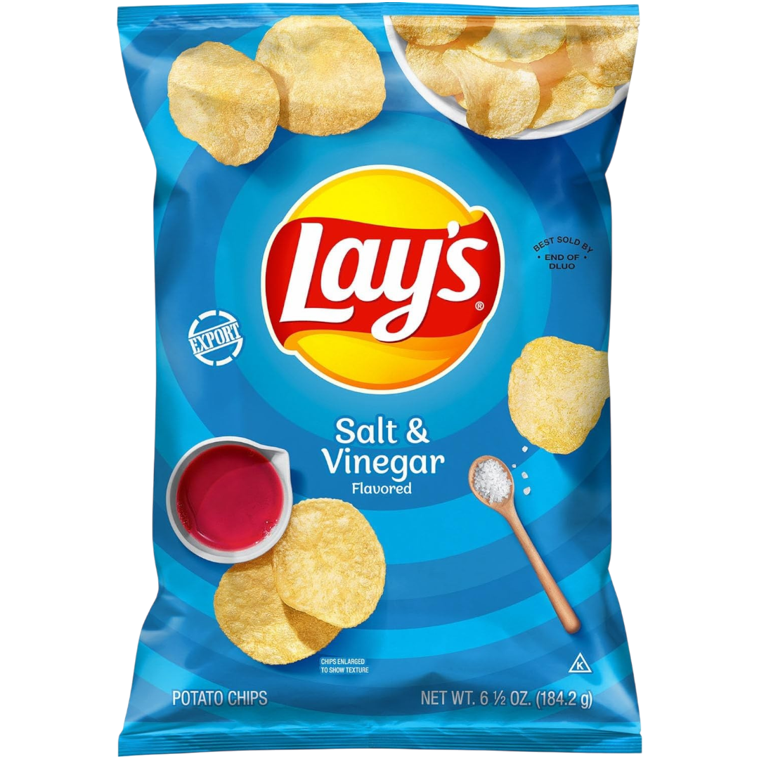 Lay's Salt & Vinegar Flavoured Potato Crisps (USA Version) Share Bag - 6.5oz (184.2g)