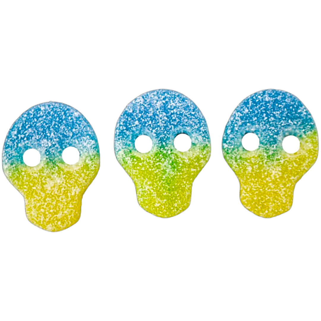 Blue Raspberry Lemonade Sour Swedish Skulls (Swedish)