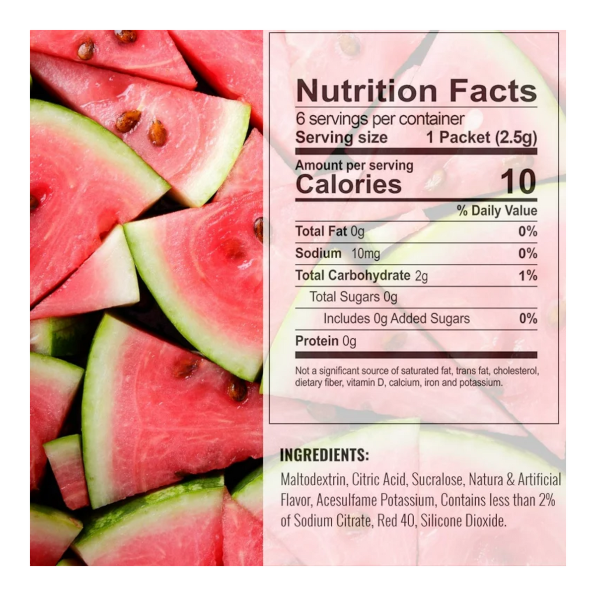 Crush Watermelon Zero Sugar Singles to Go Drink Mix 6 Pack 0.53oz (1