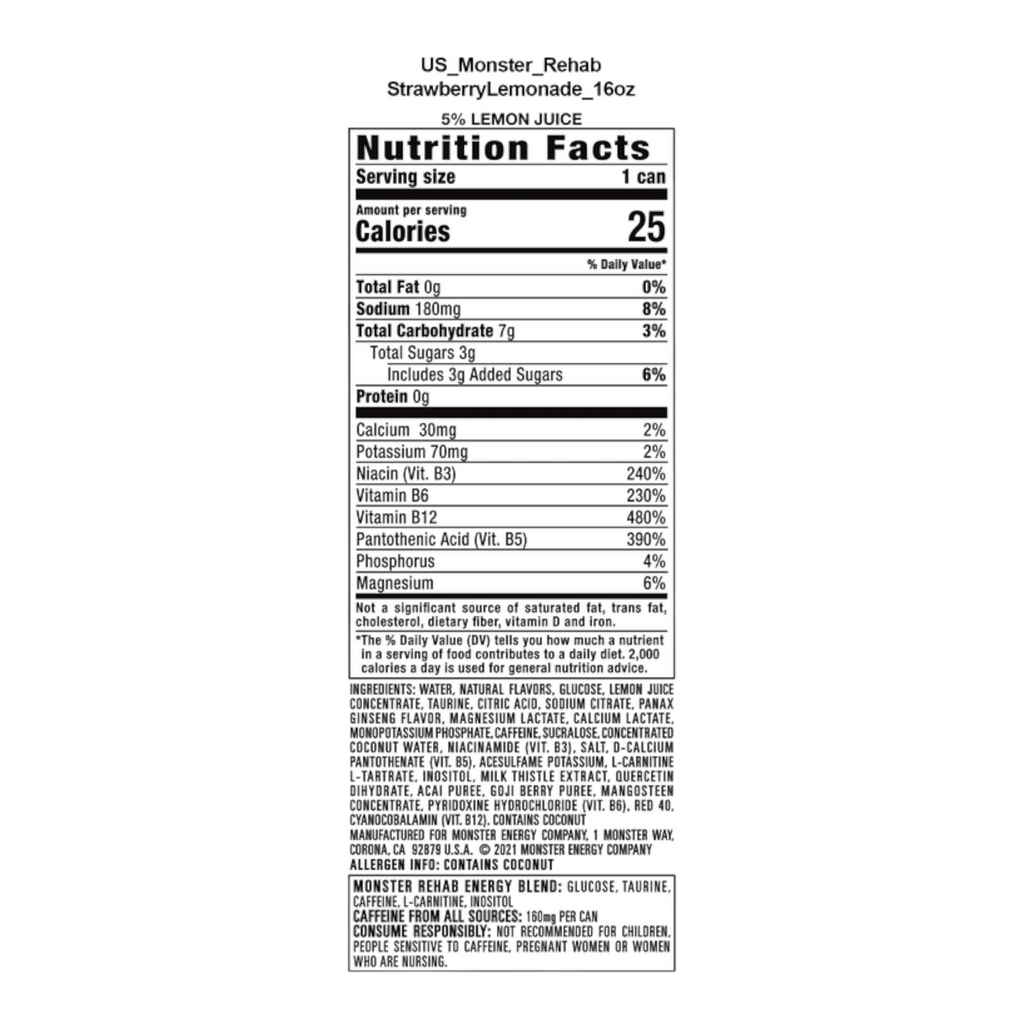 Monster Rehab Strawberry Lemonade - 15.5fl.oz (458ml)