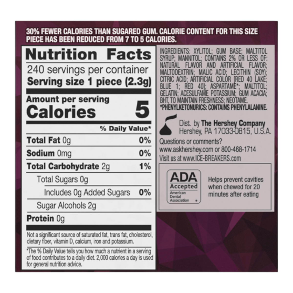 Ice Breakers Ice Cubes Black Cherry Sugar Free Gum 3.24oz (92g