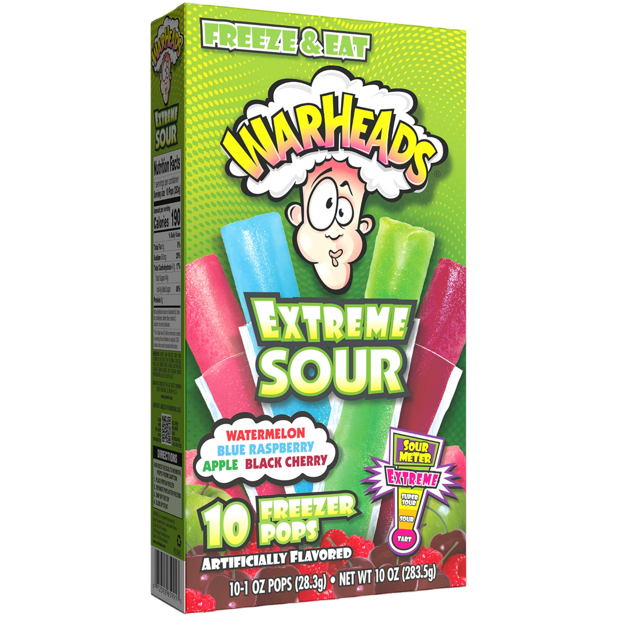 Warheads Freezer Pops 10 Pack 10oz 2835g Poppin Candy 