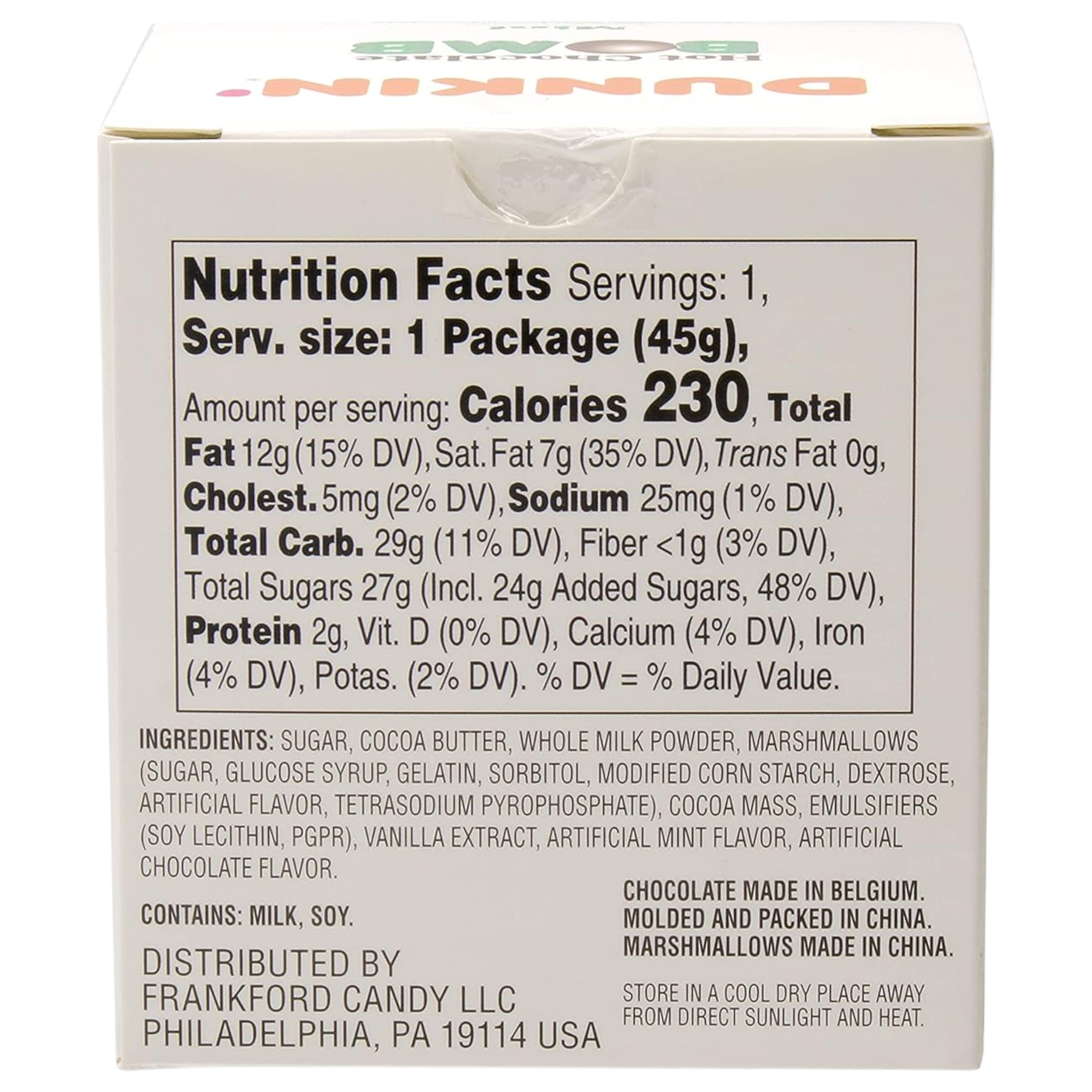 Dunkin' Donuts Mint Hot Chocolate Bomb - 1.6oz (45g)