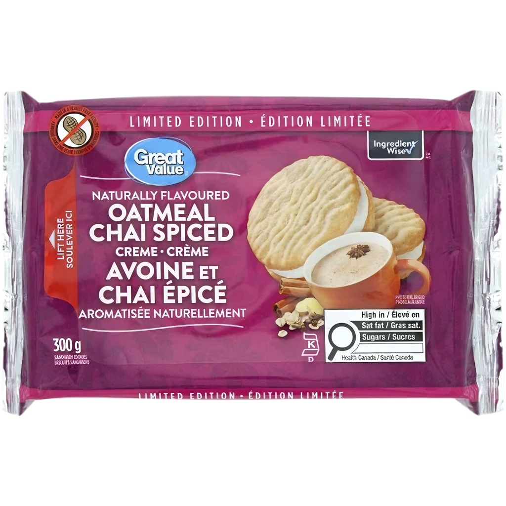 Great Value Oatmeal Chai Spiced Sandwich Cookies Limited Edition (Canada) - 10.5oz (300g)