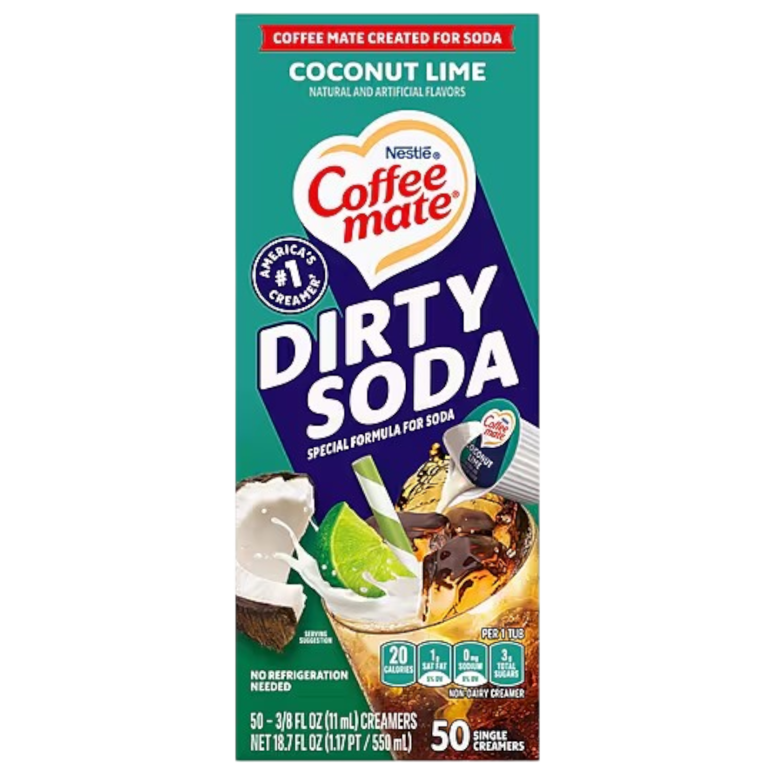 Coffee-Mate Dirty Soda Coconut Lime Liquid Creamer Singles - 0.375fl.oz (11ml)