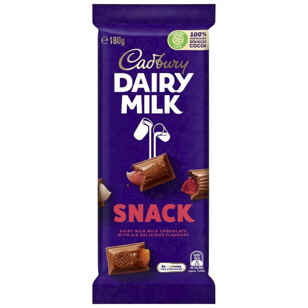 Cadbury Dairy Milk Snack Chocolate Block (Australia) - 6.3oz (180g