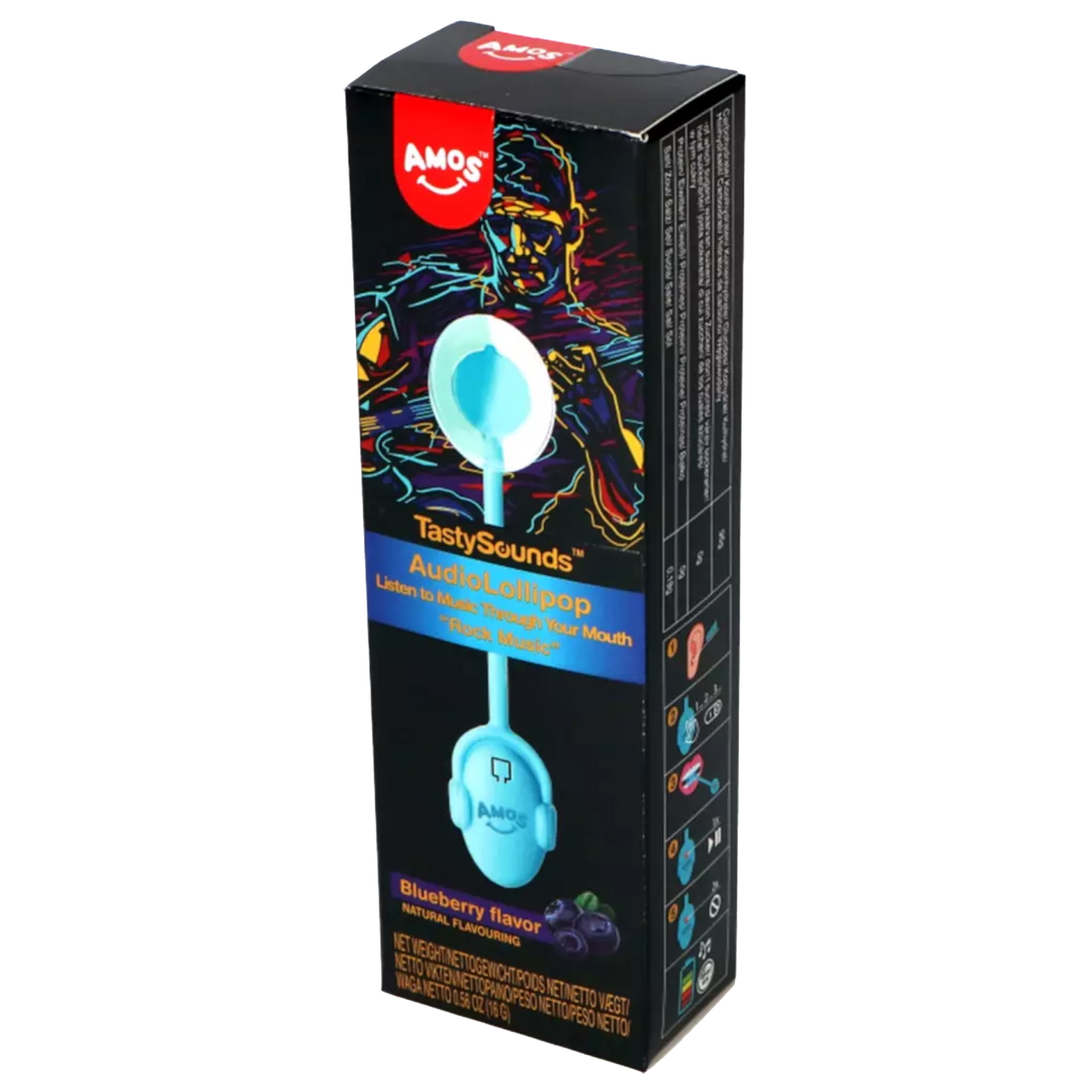 Amos Tasty Sounds XL Lollipop Rock Music Blueberry Flavour