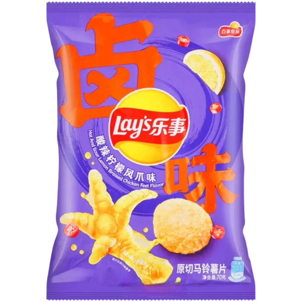 Lay's Hot & Sour Lemon Braised Chicken Feet Flavour Crisps (China) - 2.47oz (70g)
