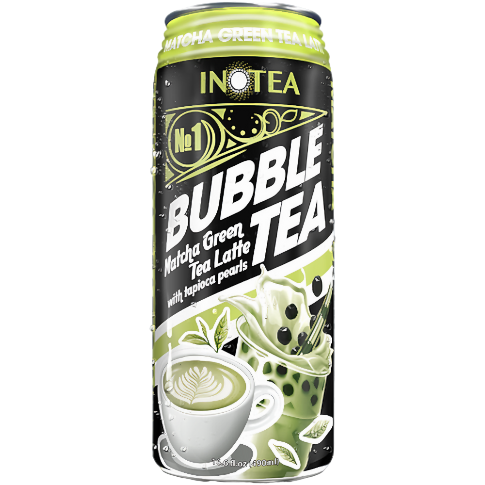 Inotea Matcha Green Tea Latte Bubble Tea With Tapioca Pearls 16.6fl