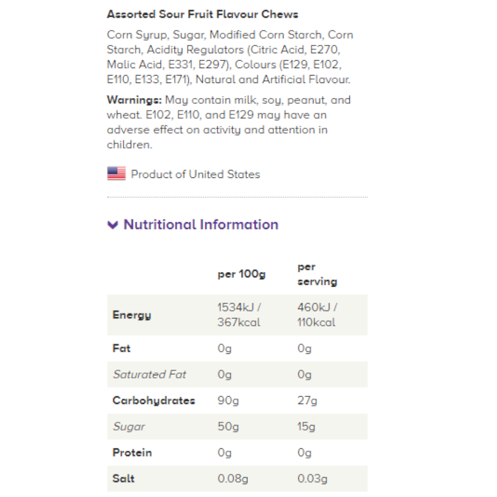 Warheads Sour Chewy Cubes Pouch Bag - 5oz (141g)