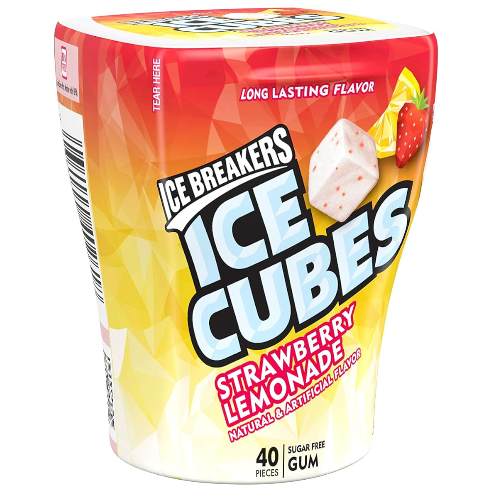 Ice Breakers Ice Cubes Strawberry Lemonade Sugar Free Gum - 3.24oz (92g)