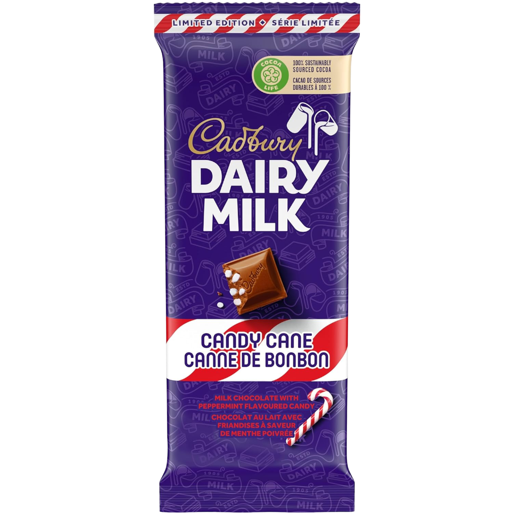 Cadbury Dairy Milk Candy Cane Chocolate Sharing Bar Christmas Limited