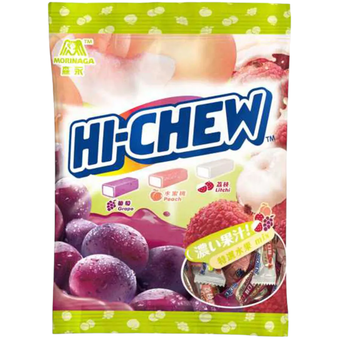 Hi-Chew Fruit Chews Grape, Peach & Lychee Mix (Japan) - 3.88oz (110g)