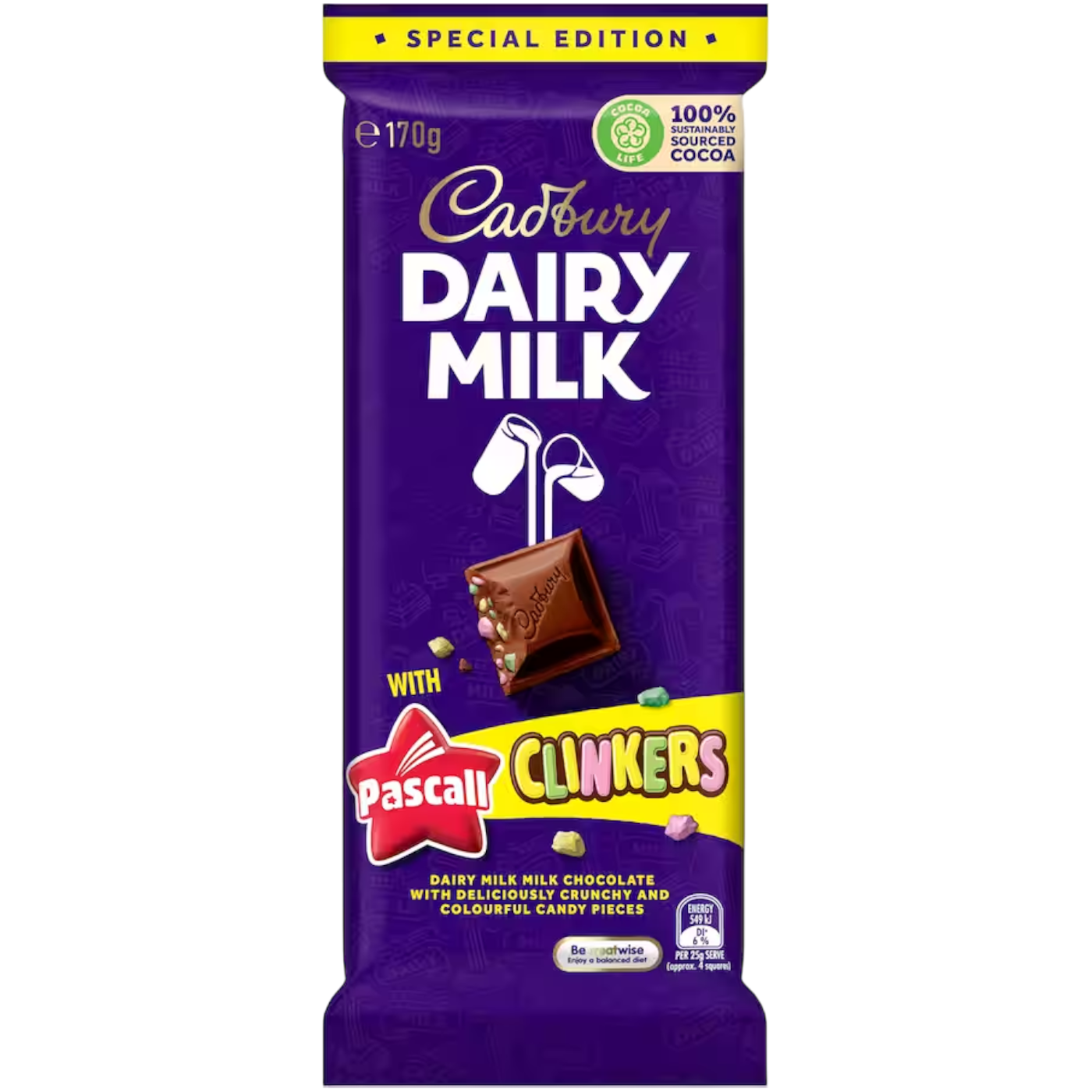 Cadbury Dairy Milk with Pascall Clinkers Chocolate Block - 6oz (170g)