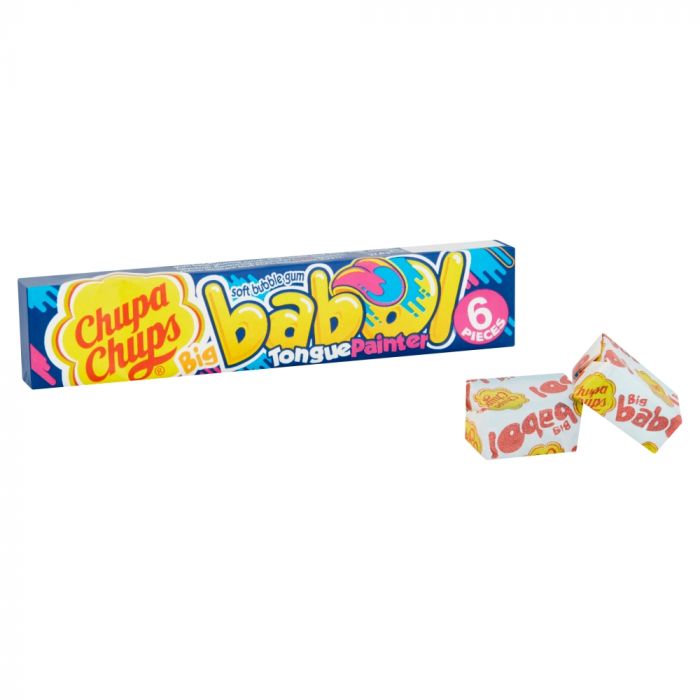 Chupa Chups Big Babol Blue Raspberry Flavour Tongue Painter Soft Bubble Gum - 1oz (27.6g)