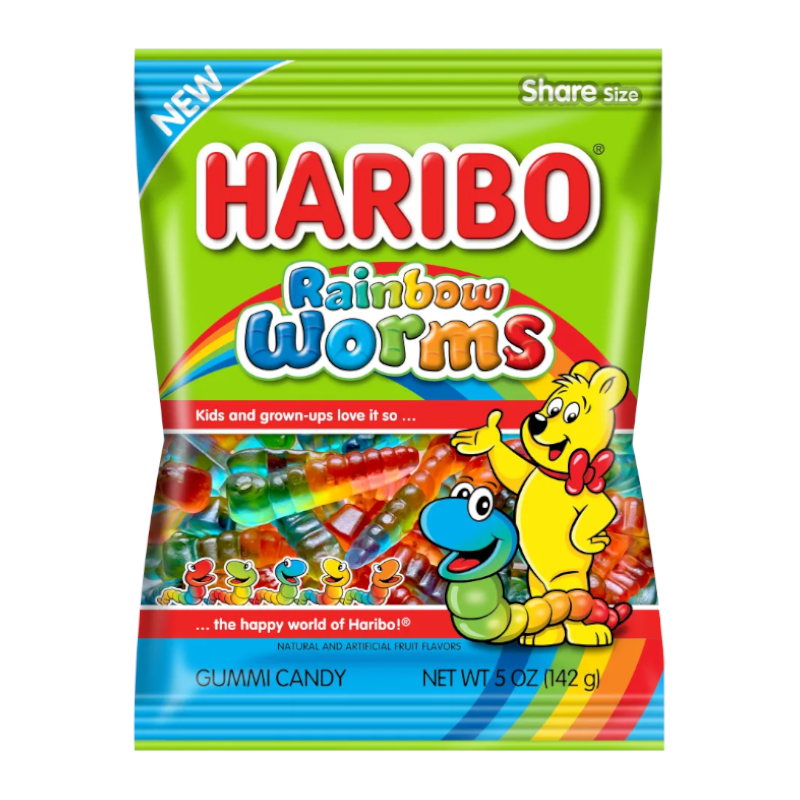 Haribo Rainbow Worms Peg Bag - 5oz (142g)