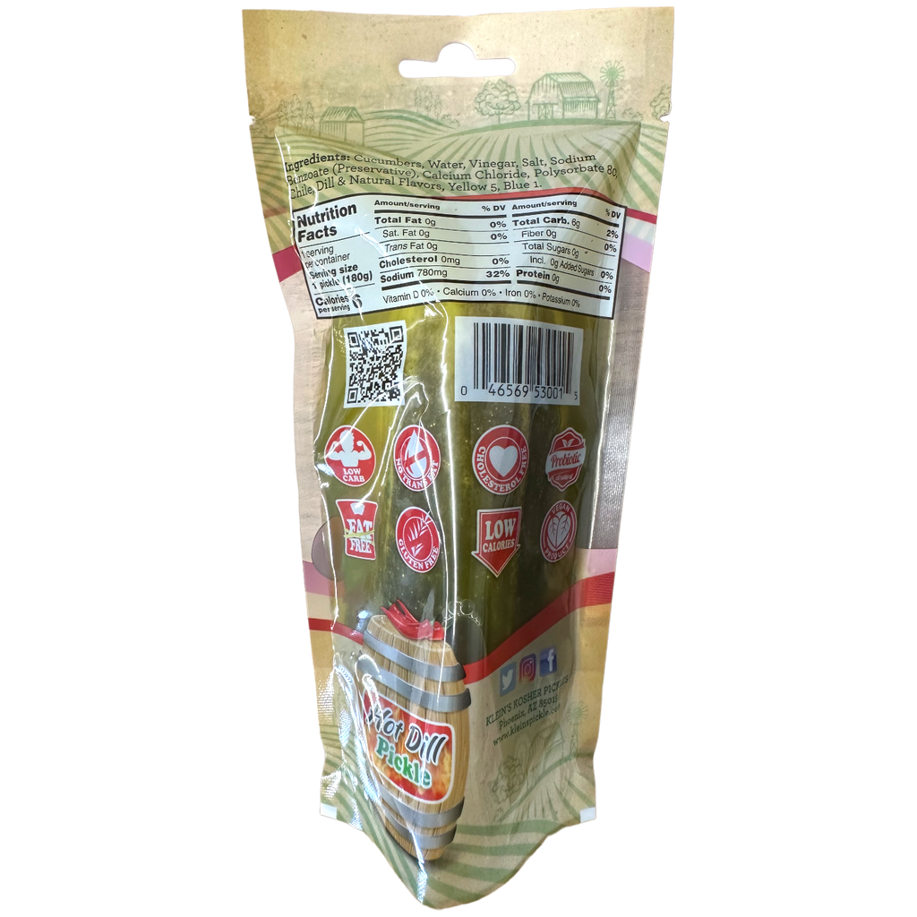 Mrs Klein’s Giant Hot Dill Pickle In-a-Pouch - Hot Dill Flavour