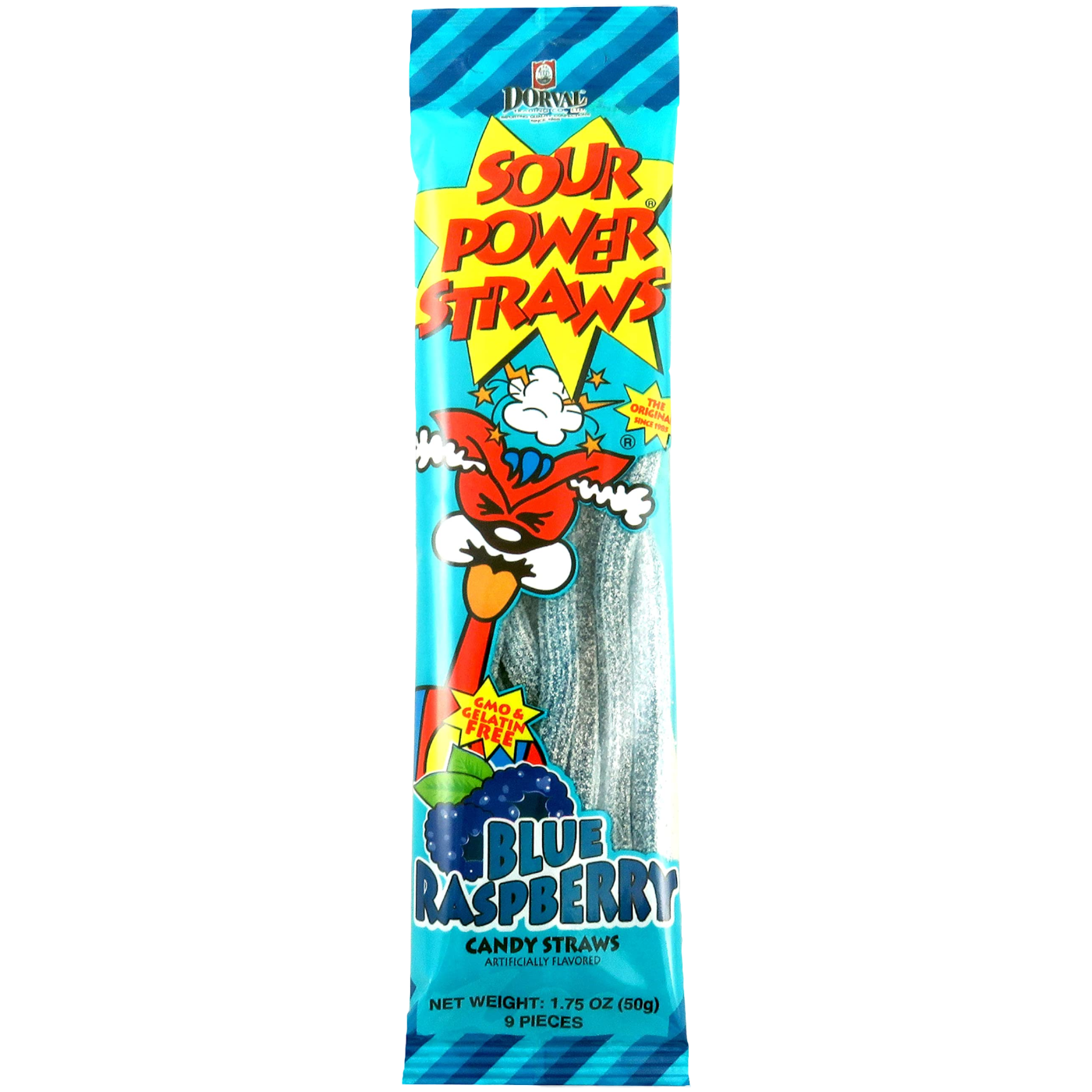 Dorval Sour Power Straws Blue Raspberry - 1.75oz (50g)
