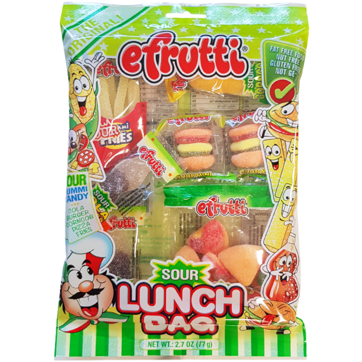 E.Frutti Sour Gummi Lunch Bag 2.7oz (77g) Poppin Candy
