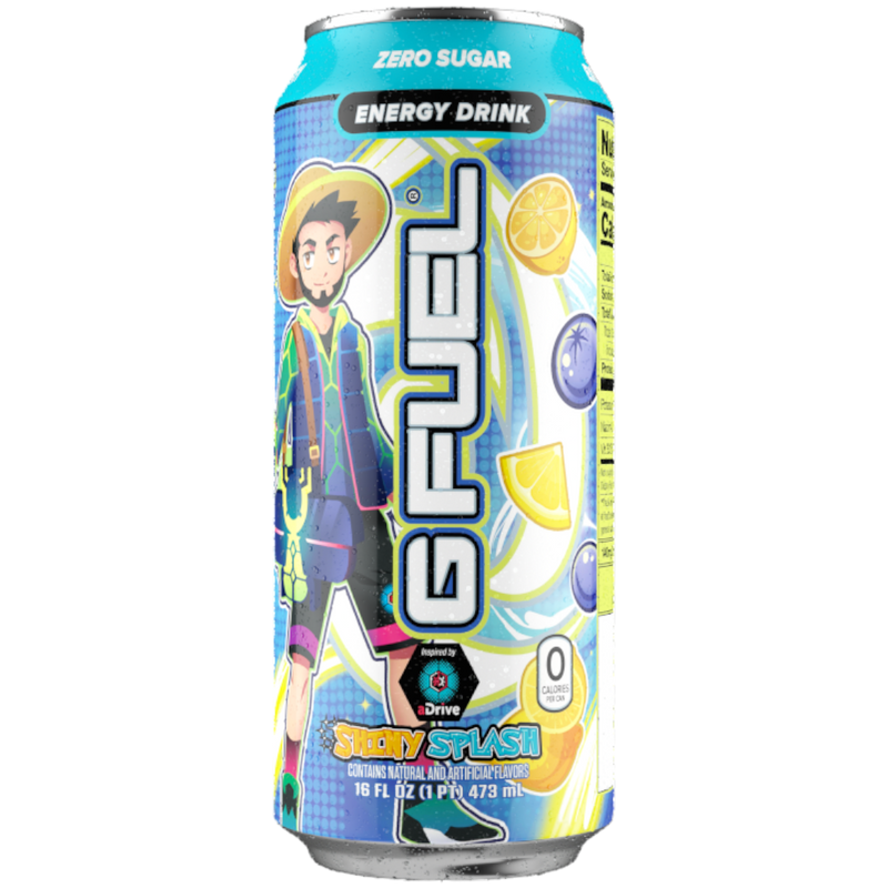 G FUEL - aDrive's Shiny Splash (Blueberry Lemonade Flavour) Zero Sugar Energy Drink - 16fl.oz (473ml)