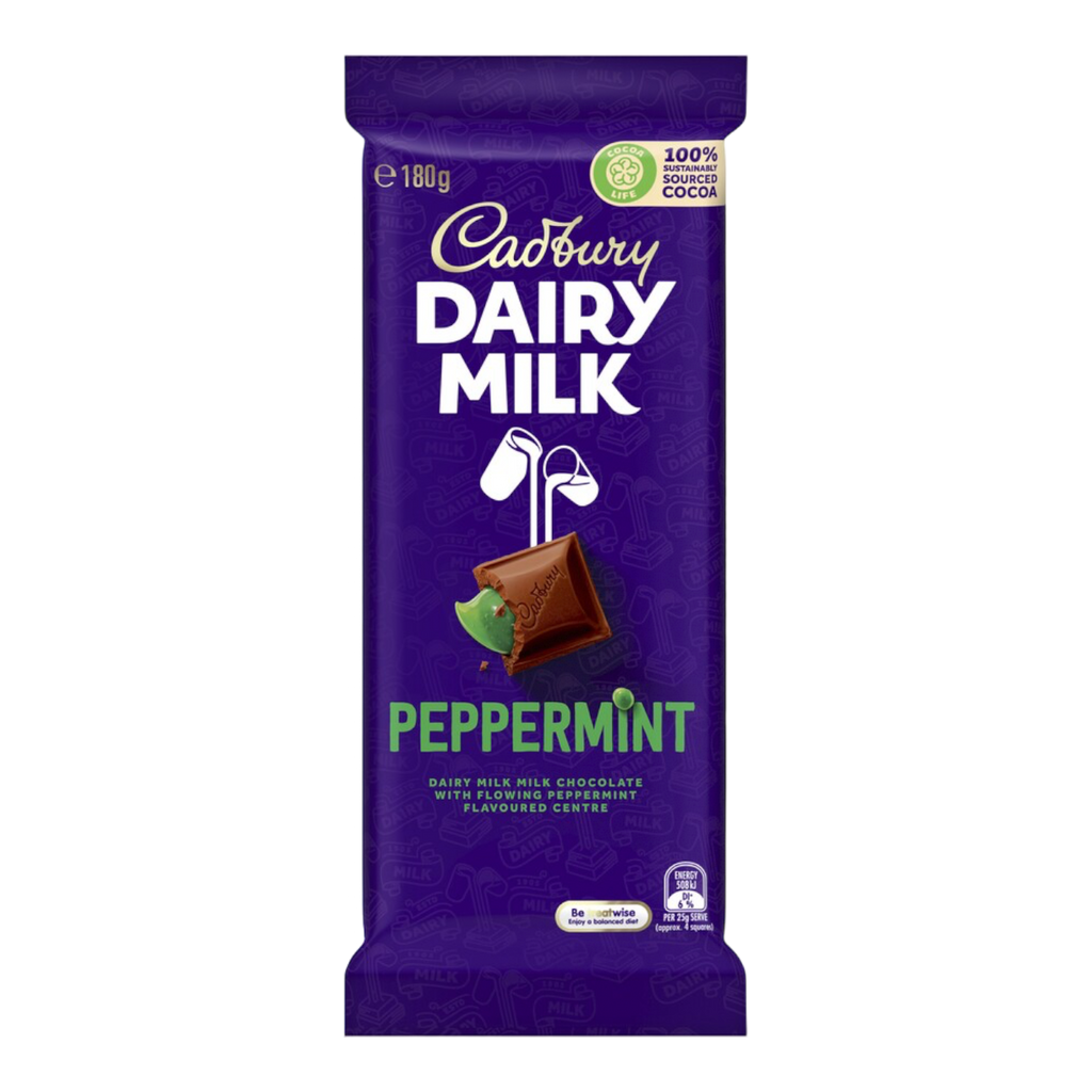 Cadbury Dairy Milk Peppermint (Australia) - 6.3oz (180g)