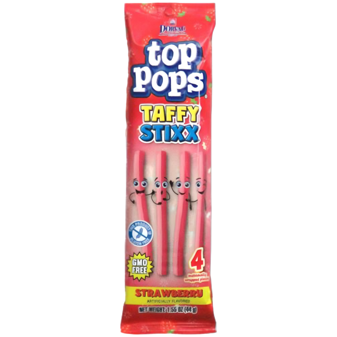 Top Pops Taffy Stixx Strawberry - 1.55oz (44g) | Poppin Candy