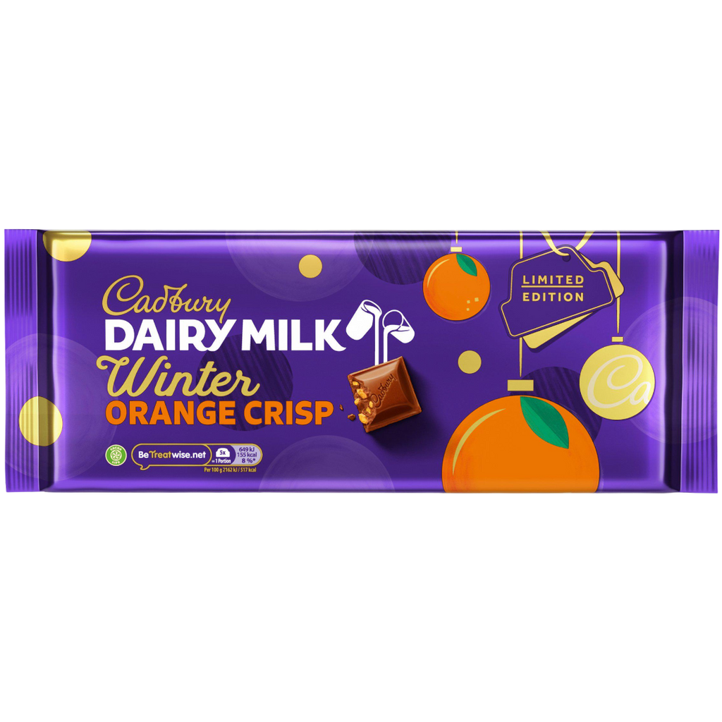 Cadbury Dairy Milk Winter Orange Crisp Huge Chocolate Bar (Christmas Limited Edition)- 12.69oz (360g)