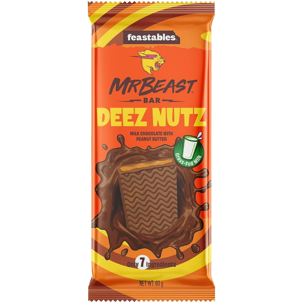 Mr Beast Feastables Deez Nutz Milk Chocolate With Peanut Butter Bar - 2.11oz (60g)